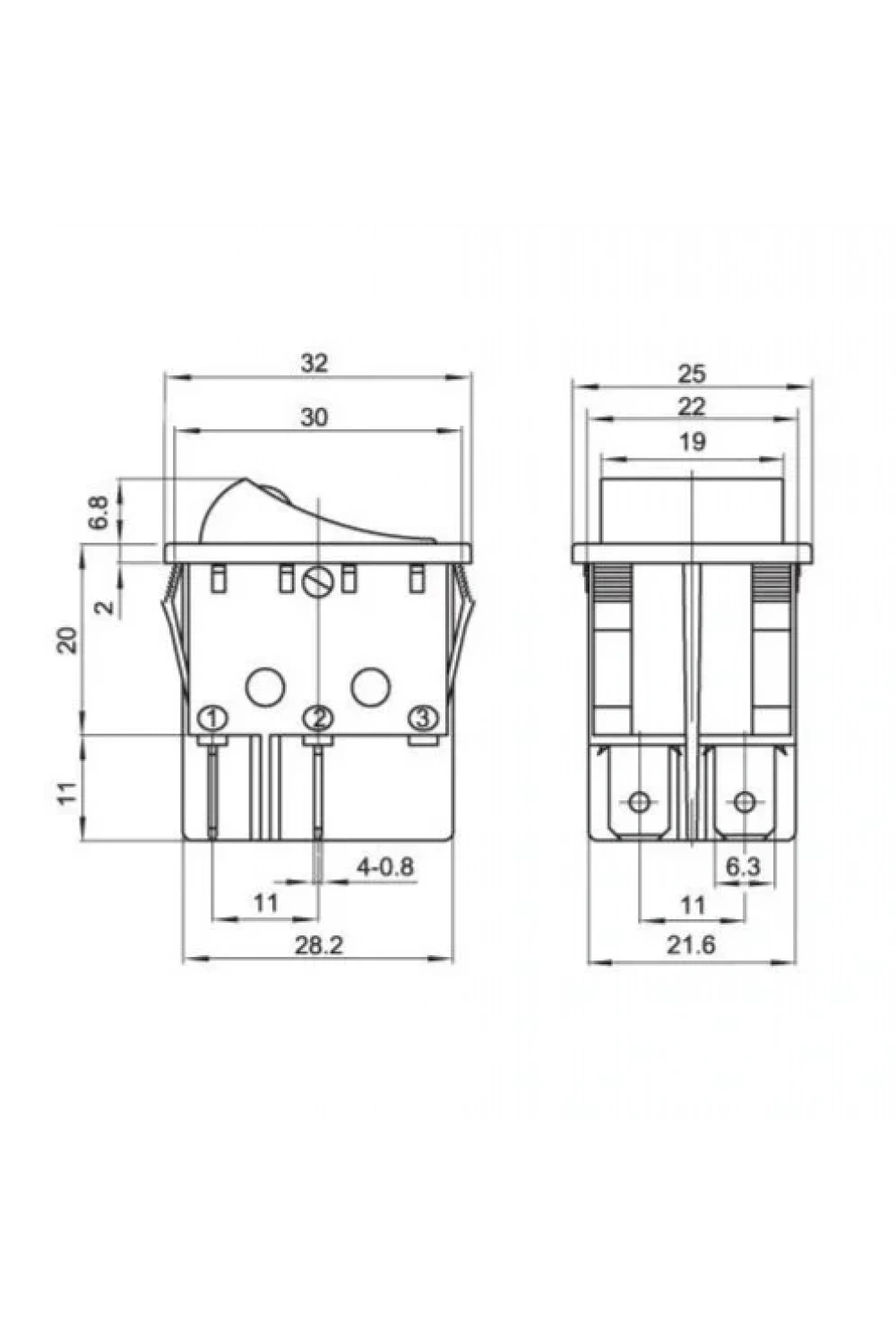 IC-104D 220V Geniş Nokta Işıklı Anahtar ON-OFF