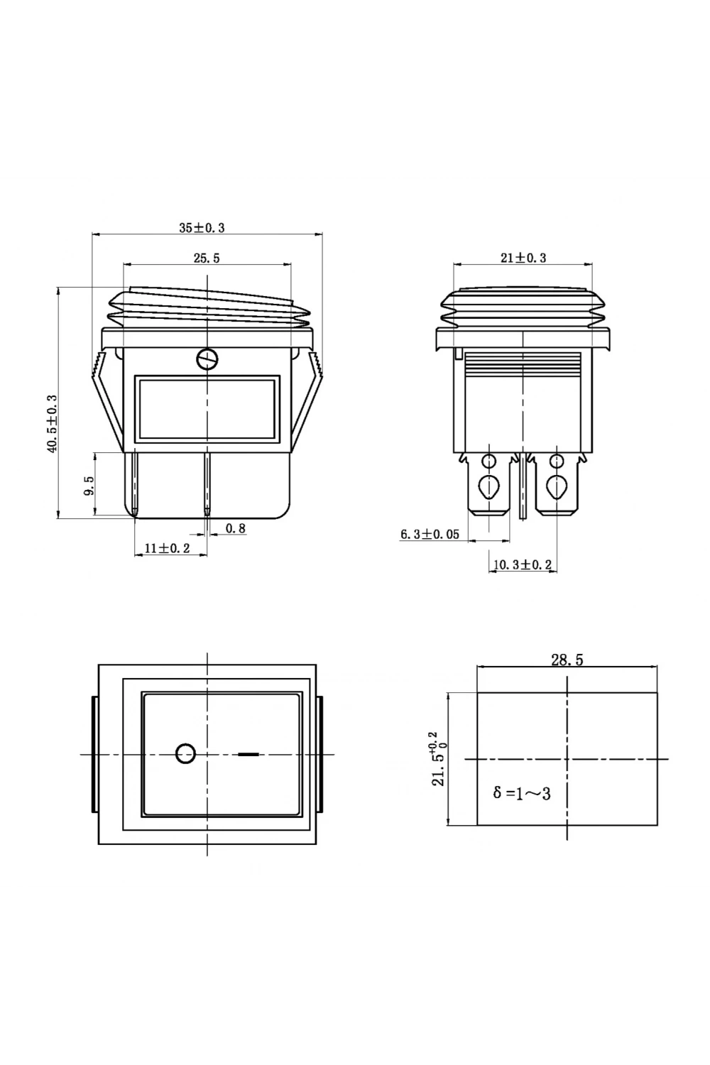 IC-106W Geniş Işıksız Körüklü Anahtar ON-OFF 4P