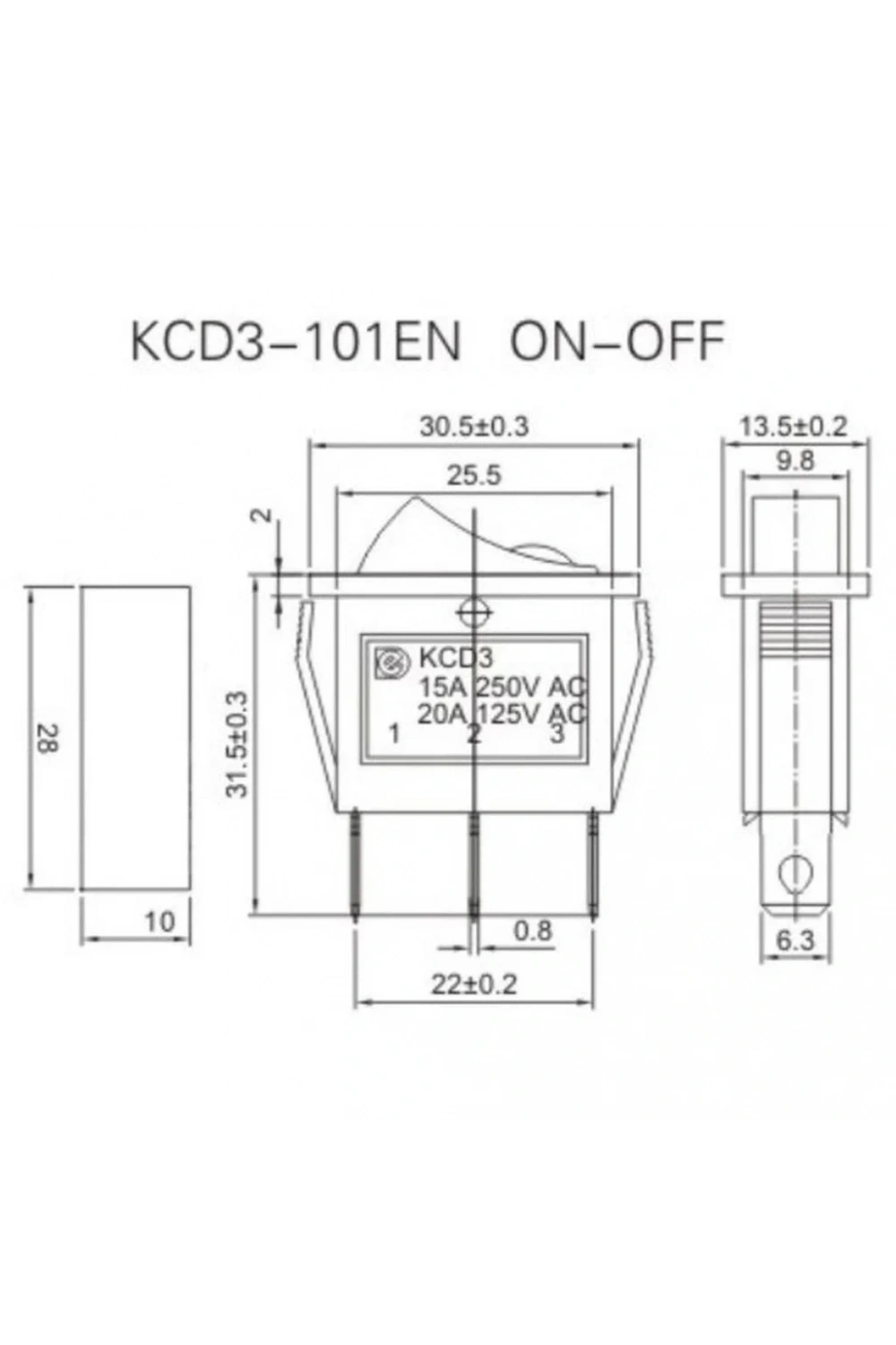 IC-113A Dar Nokta Işıklı Anahtar On-Off Siyah