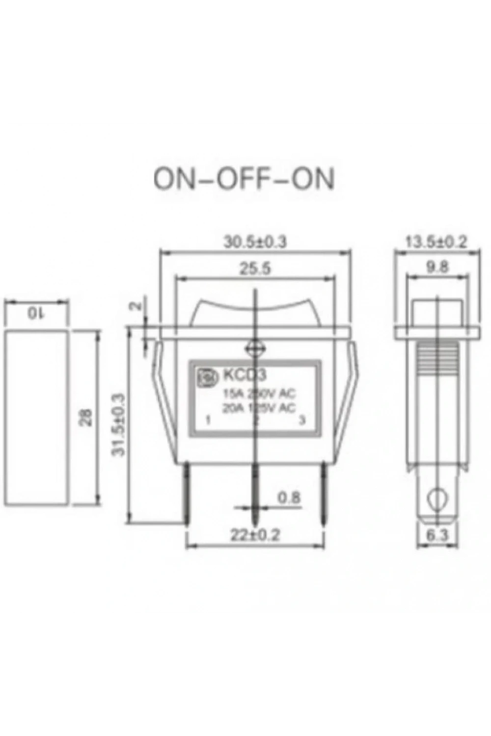 IC-115 Tekli Dar Işıksız Anahtar On-Off-On Siyah