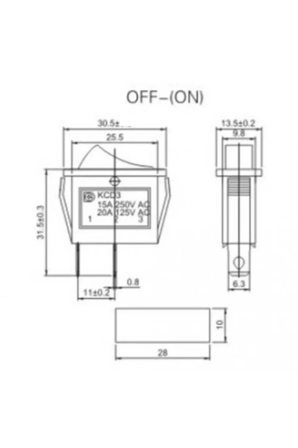 IC-116 Dar Işıksız Yaylı Anahtar Off-Mom 2P Siyah