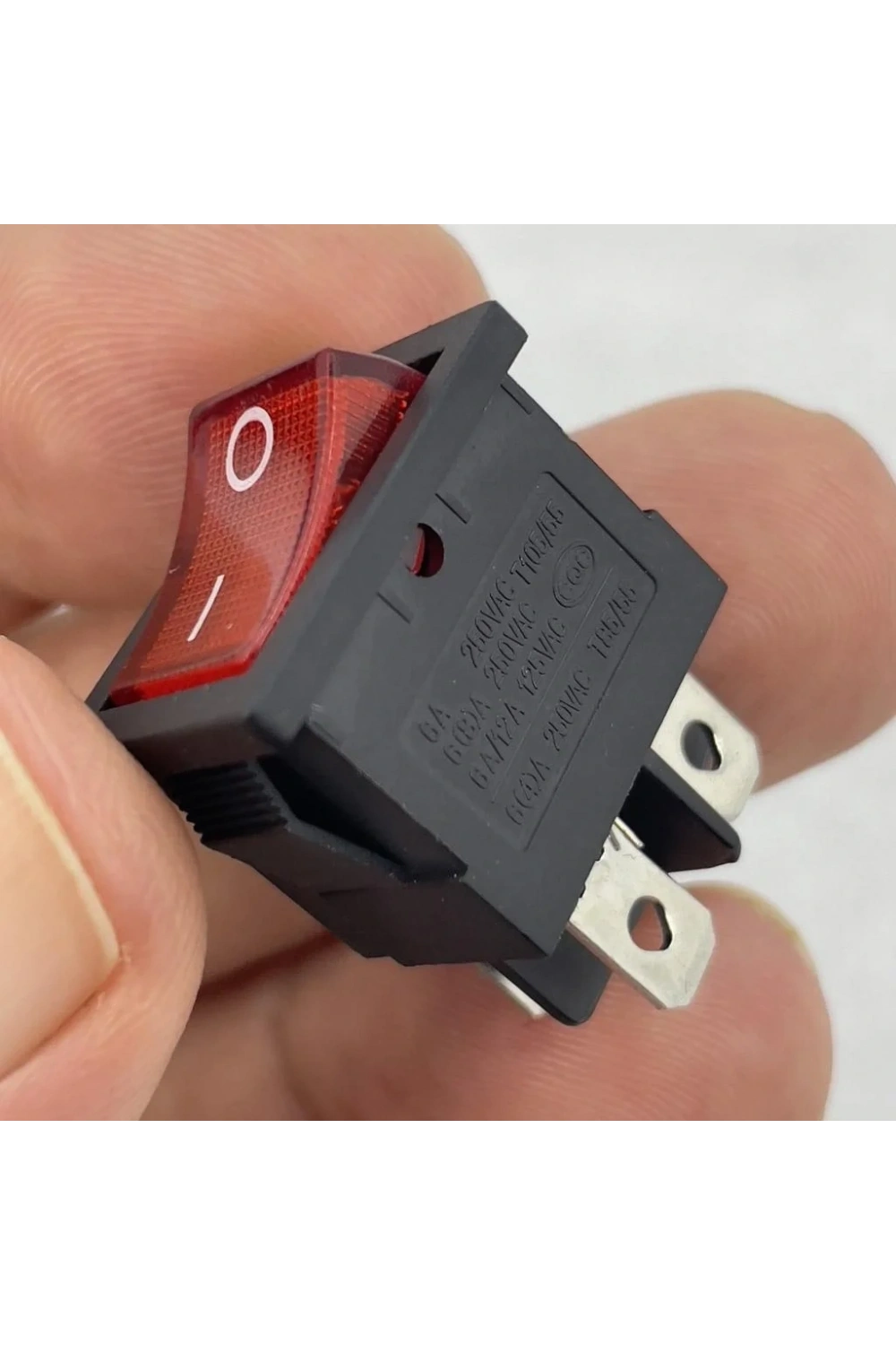 IC-119 Mini Işıklı Anahtar 4P Siyah + Kırmızı Işık