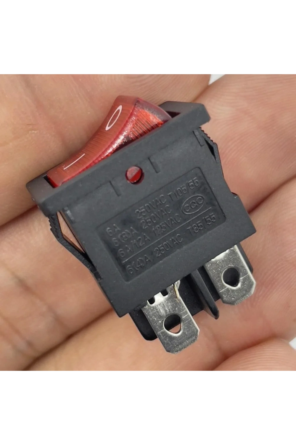 IC-119 Mini Işıklı Anahtar 4P Siyah + Kırmızı Işık