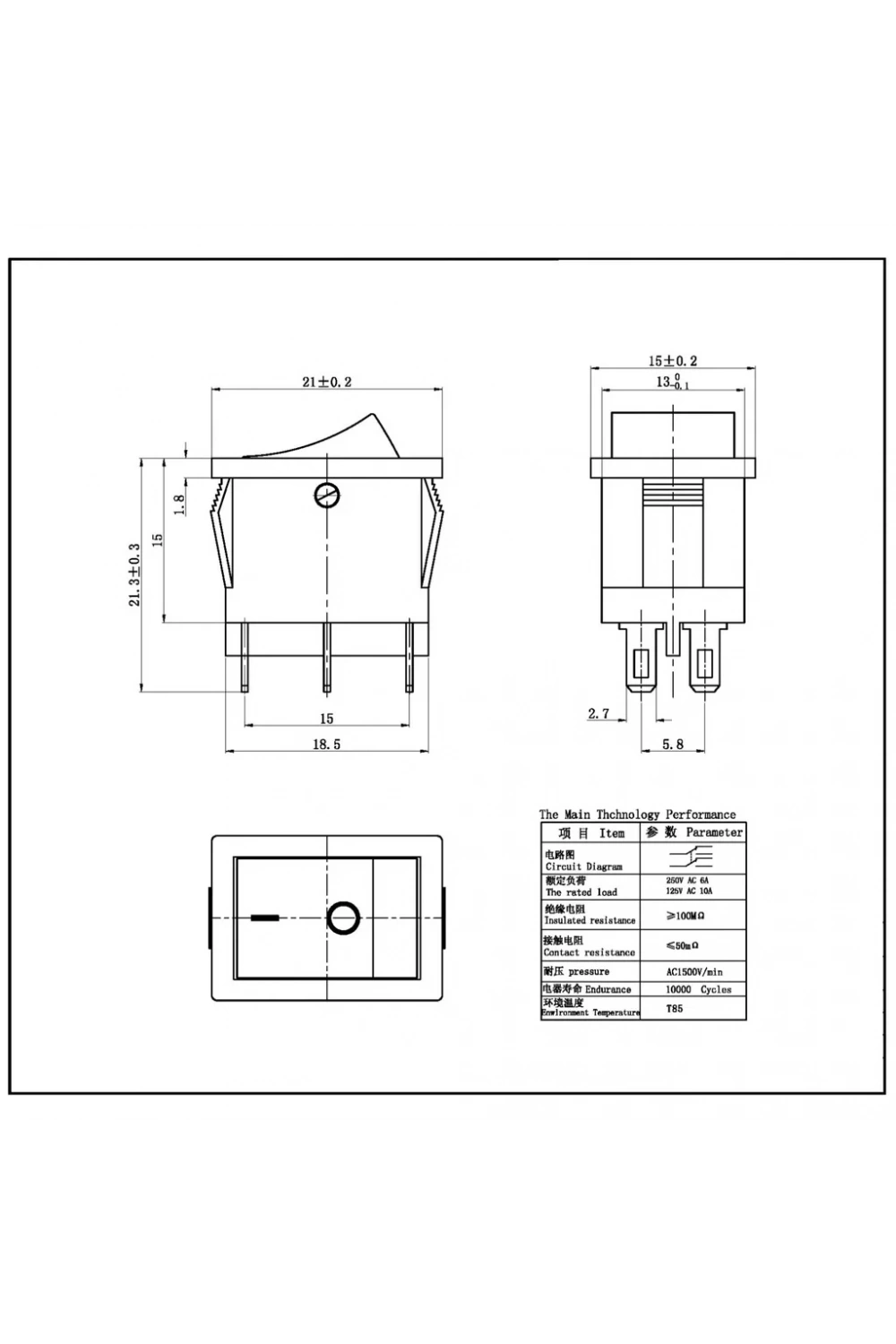 IC-121-6 Mini Işıksız Anahtar ON-OFF 6P