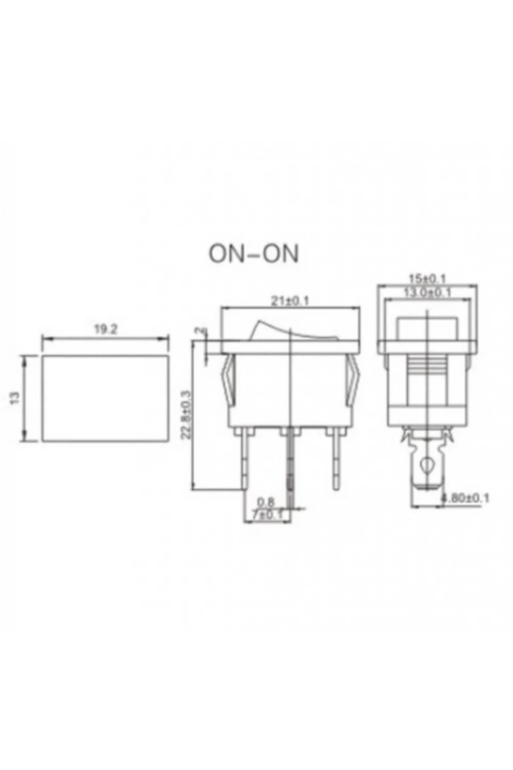 IC-121 Mini Işıksız Anahtar On-Off 3P Siyah
