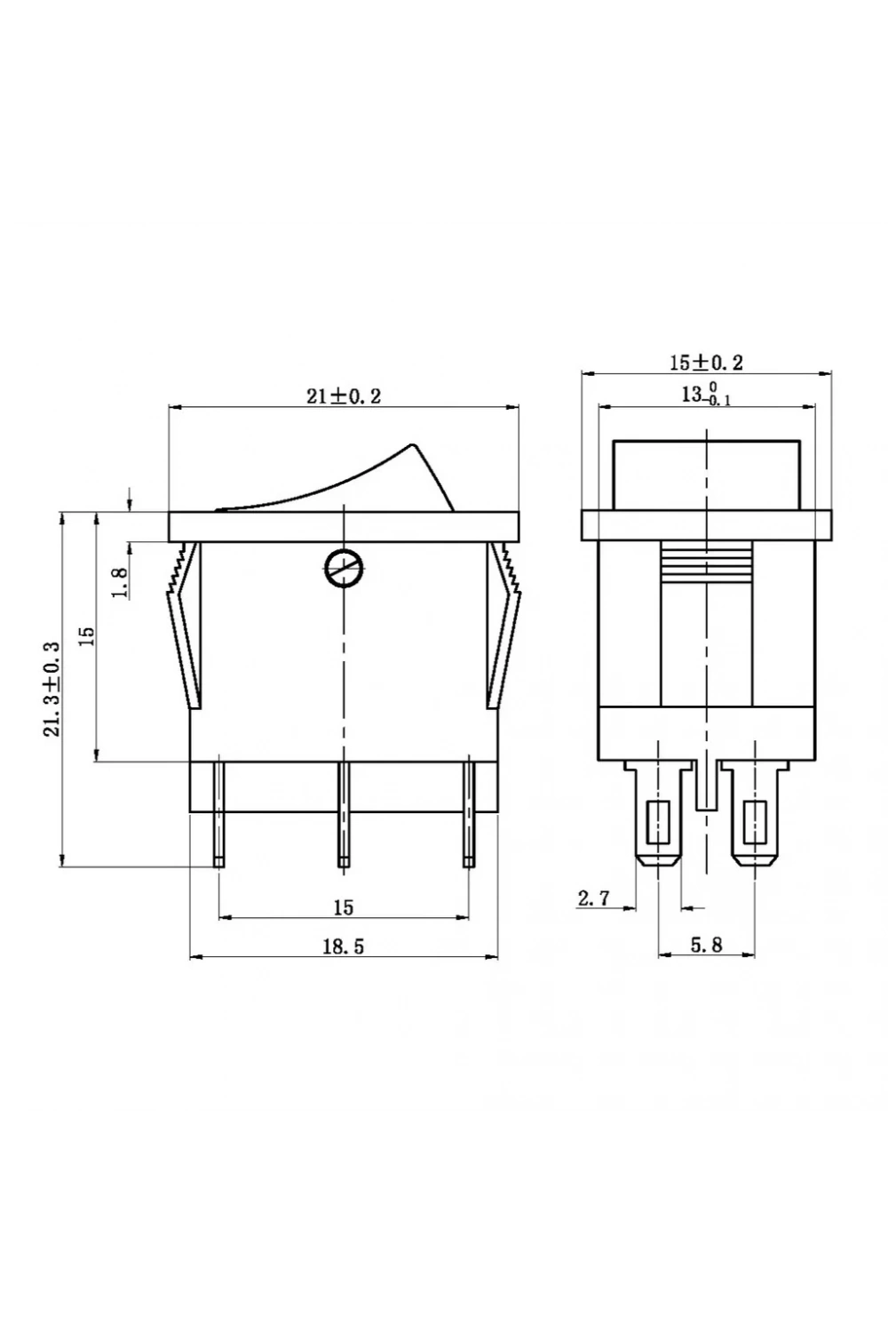 IC-123-6 Mini Işıksız Anahtar On-Off-On 6P