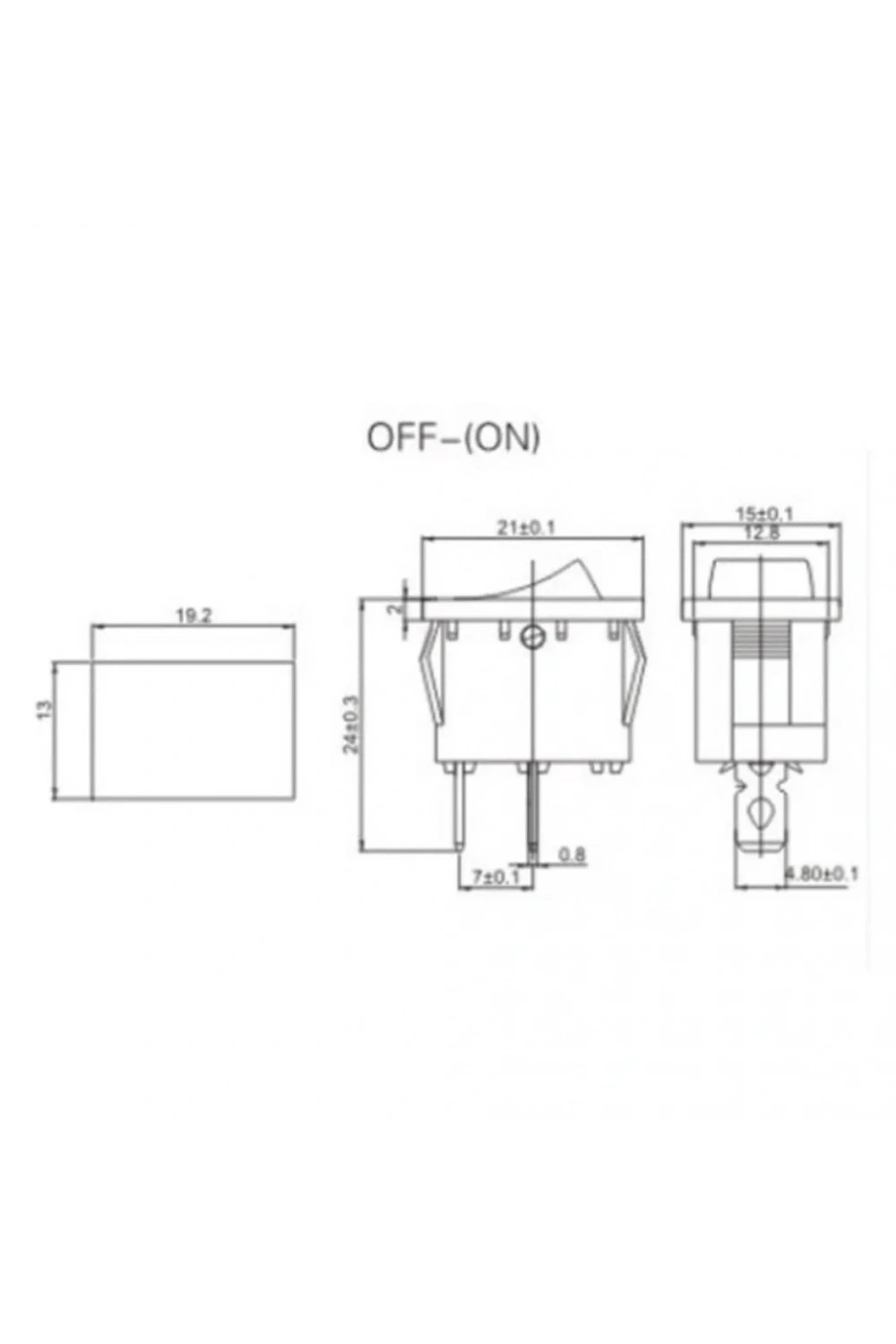 IC-124 Mini Işıksız Yaylı Anahtar 2P Off-Mom Siyah