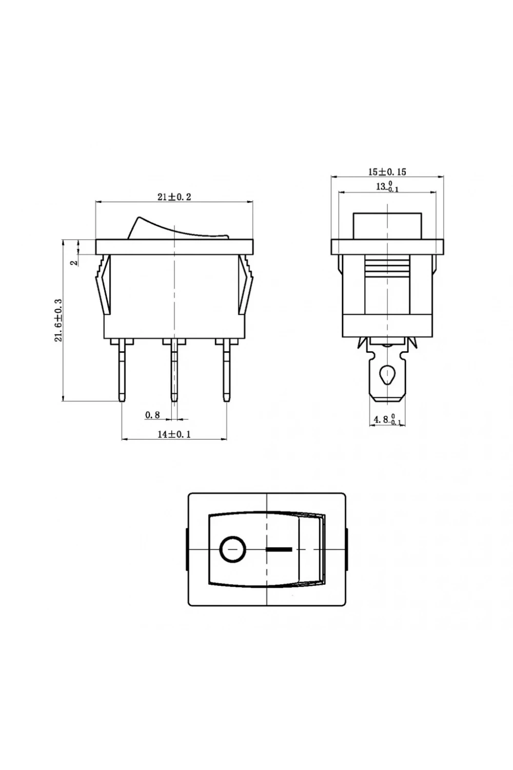 IC-125 Mini Işıksız Yaylı Anahtar OFF-MOM 3P
