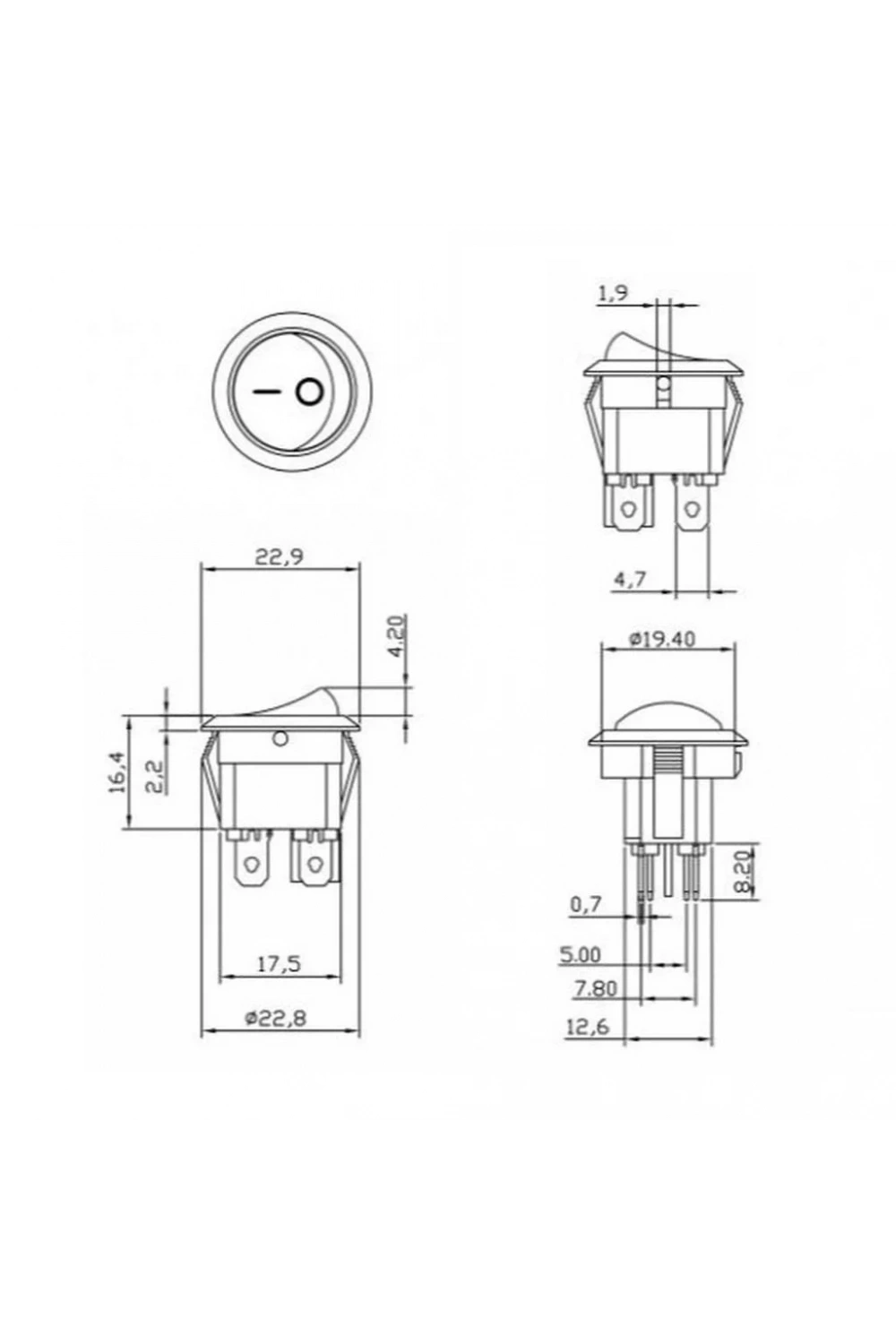 IC-131-4 Yuvarlak Işıklı Anahtar On-Off 4P