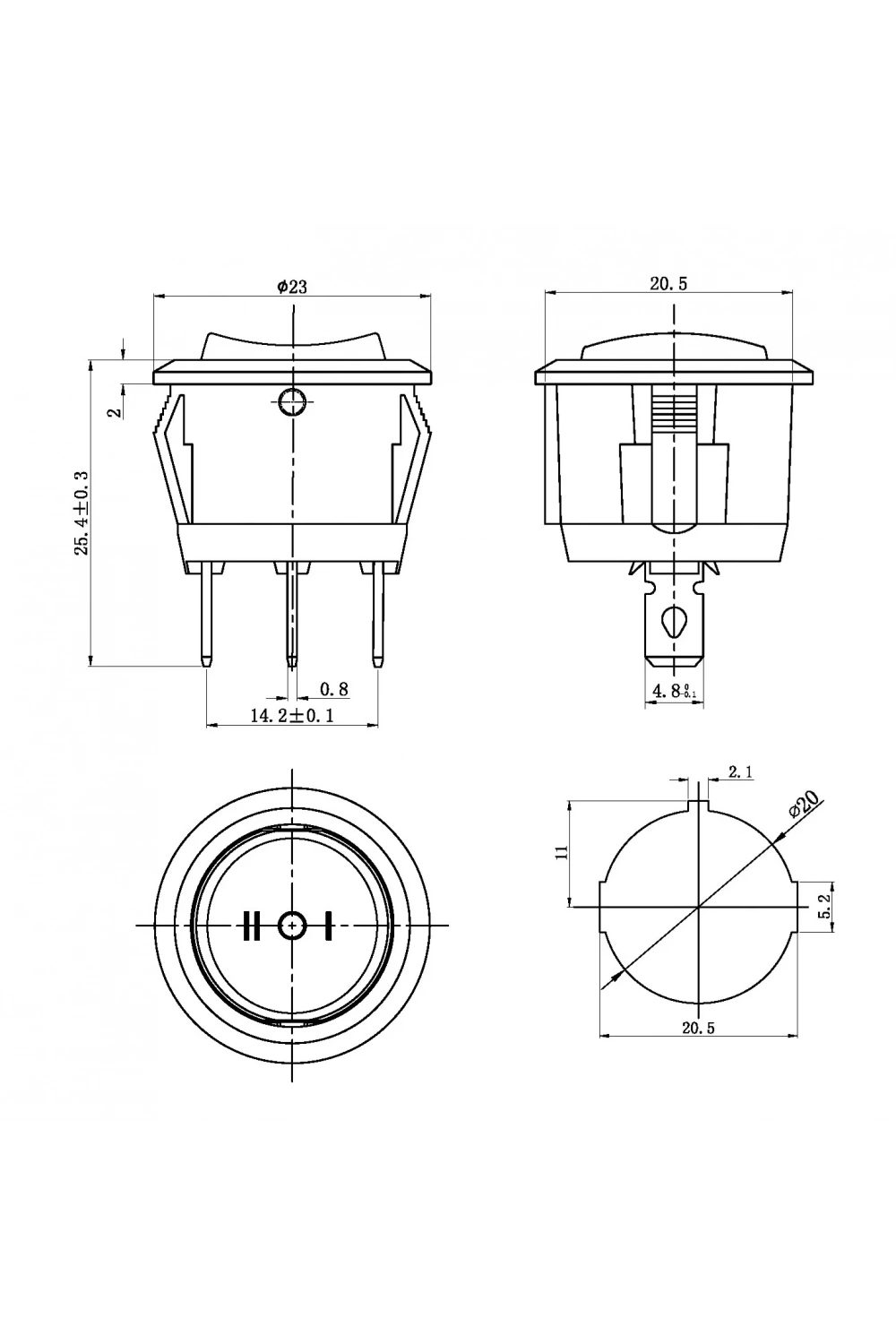 IC-134-2 Yaylı Yuvarlak Işıksız Anahtar (ON)-OFF-(ON) 3P