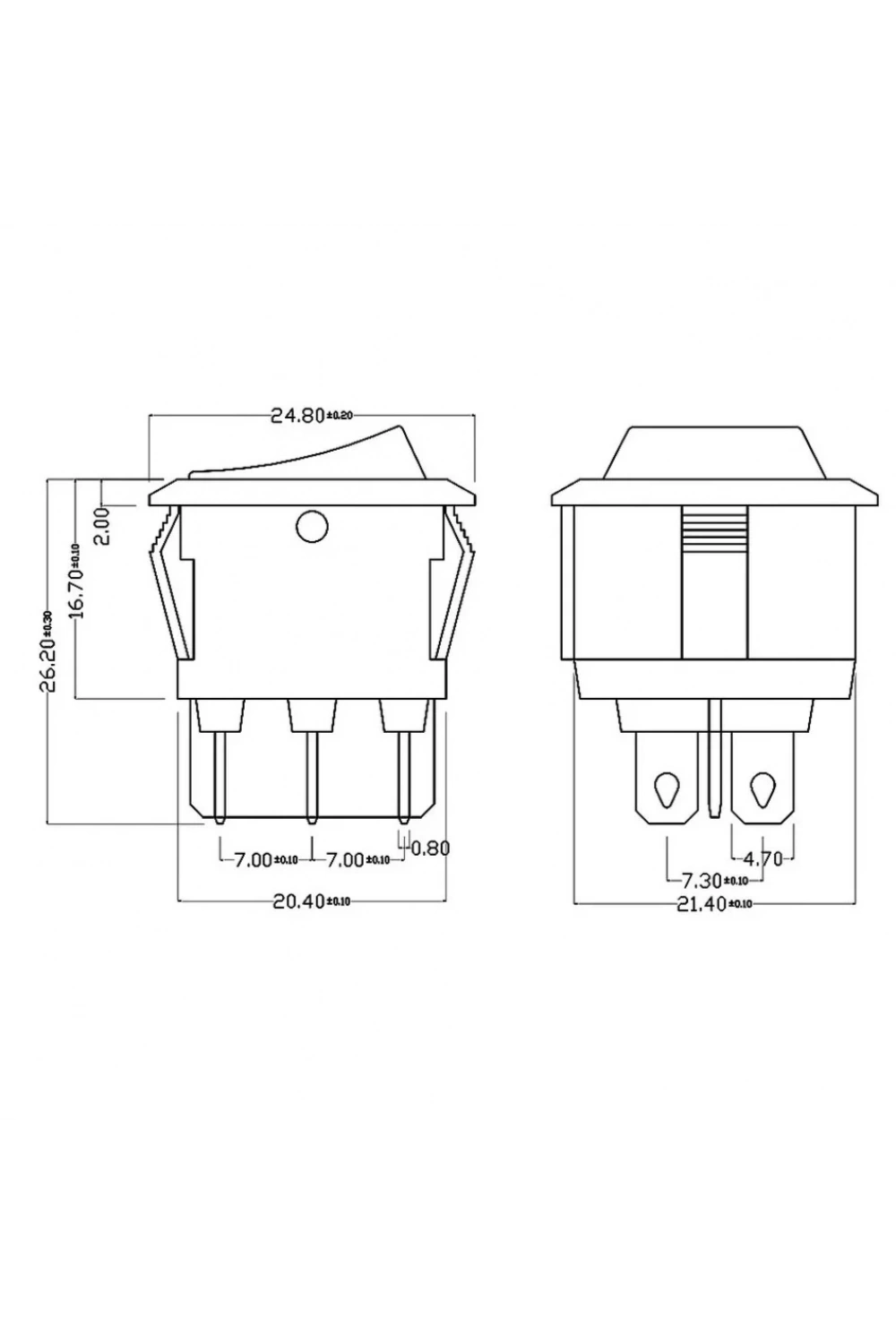 IC-134-6 Yuvarlak Tekne Tipi Anahtar ON-OFF-ON 6P
