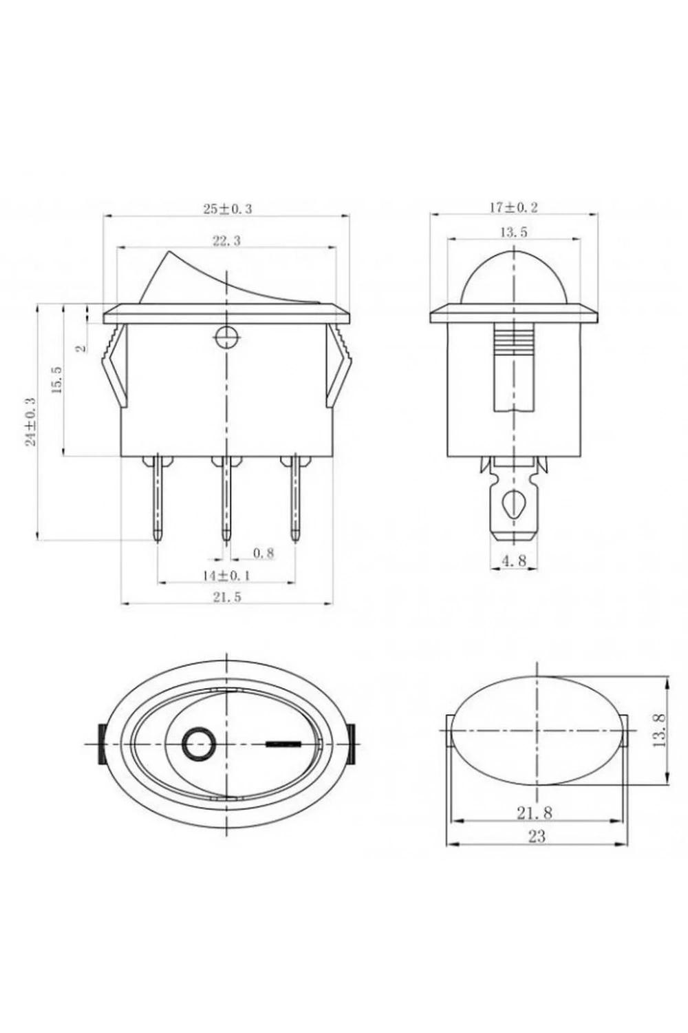 IC-134B Oval Işıklı Anahtar On-Off 3P