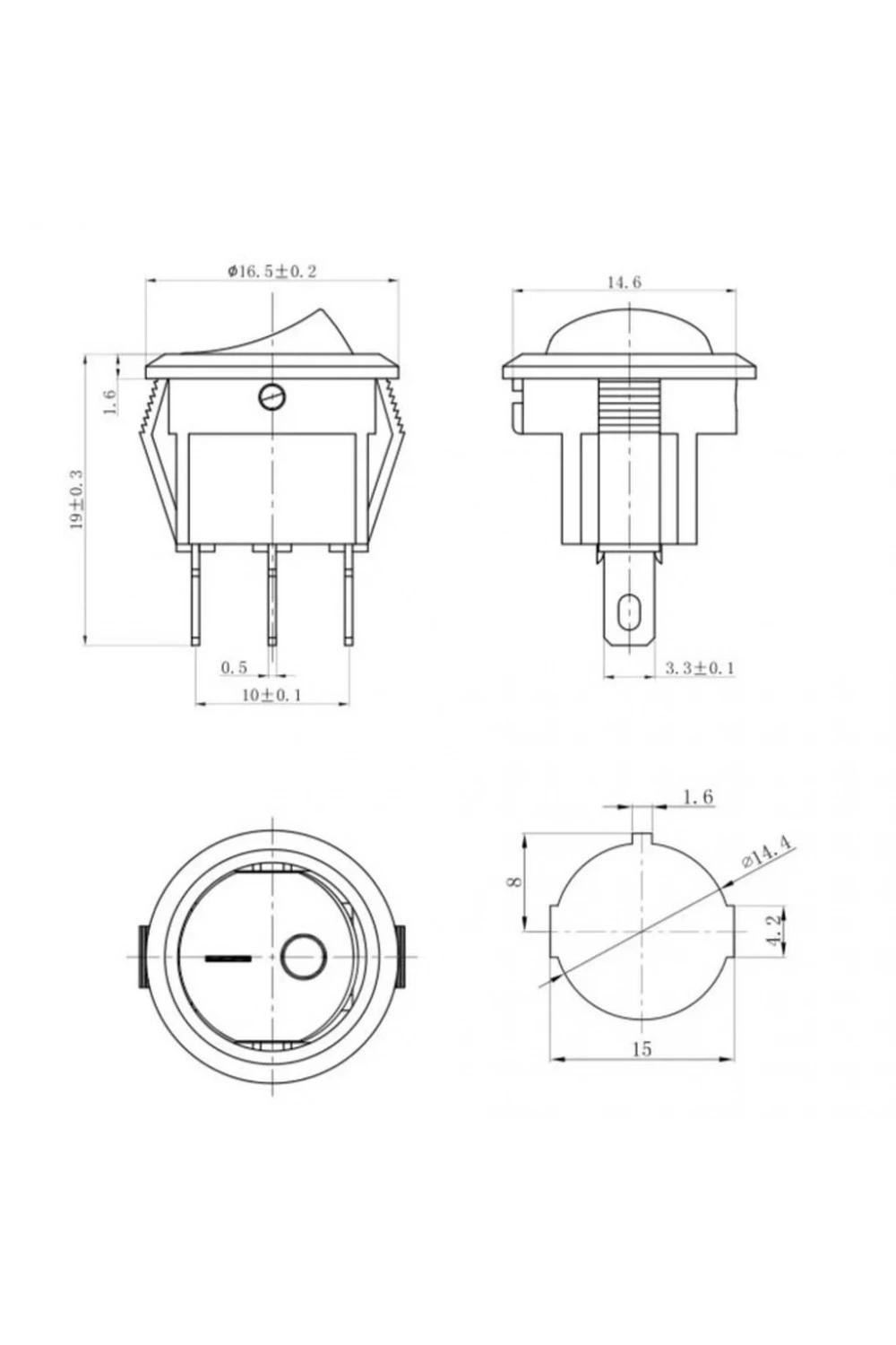 IC-134D Mini Yuvarlak Anahtar Işıklı On-Off 3P