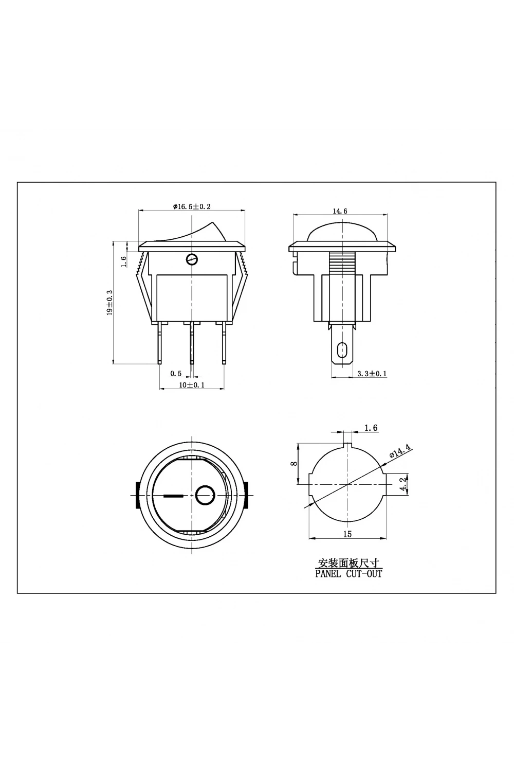 IC-134E-5 Yuvarlak Mini Anahtar ON-OFF-ON 3P