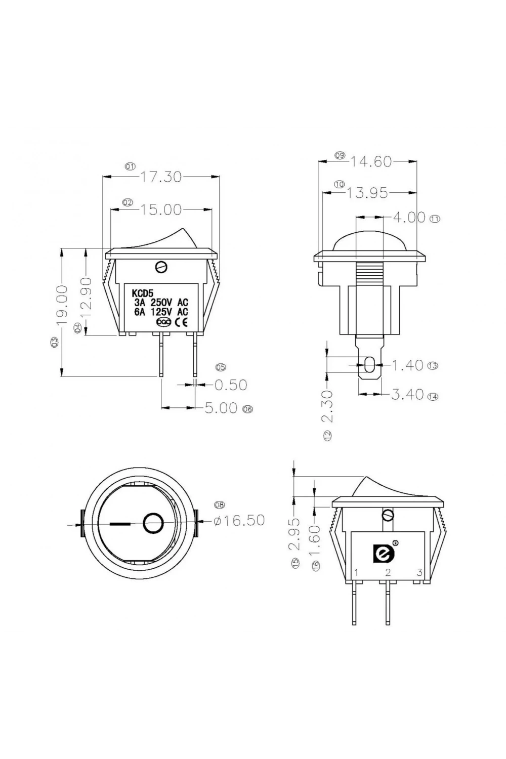 IC-134E Beyaz Yuvarlak Anahtar Işıksız On-Off 2P