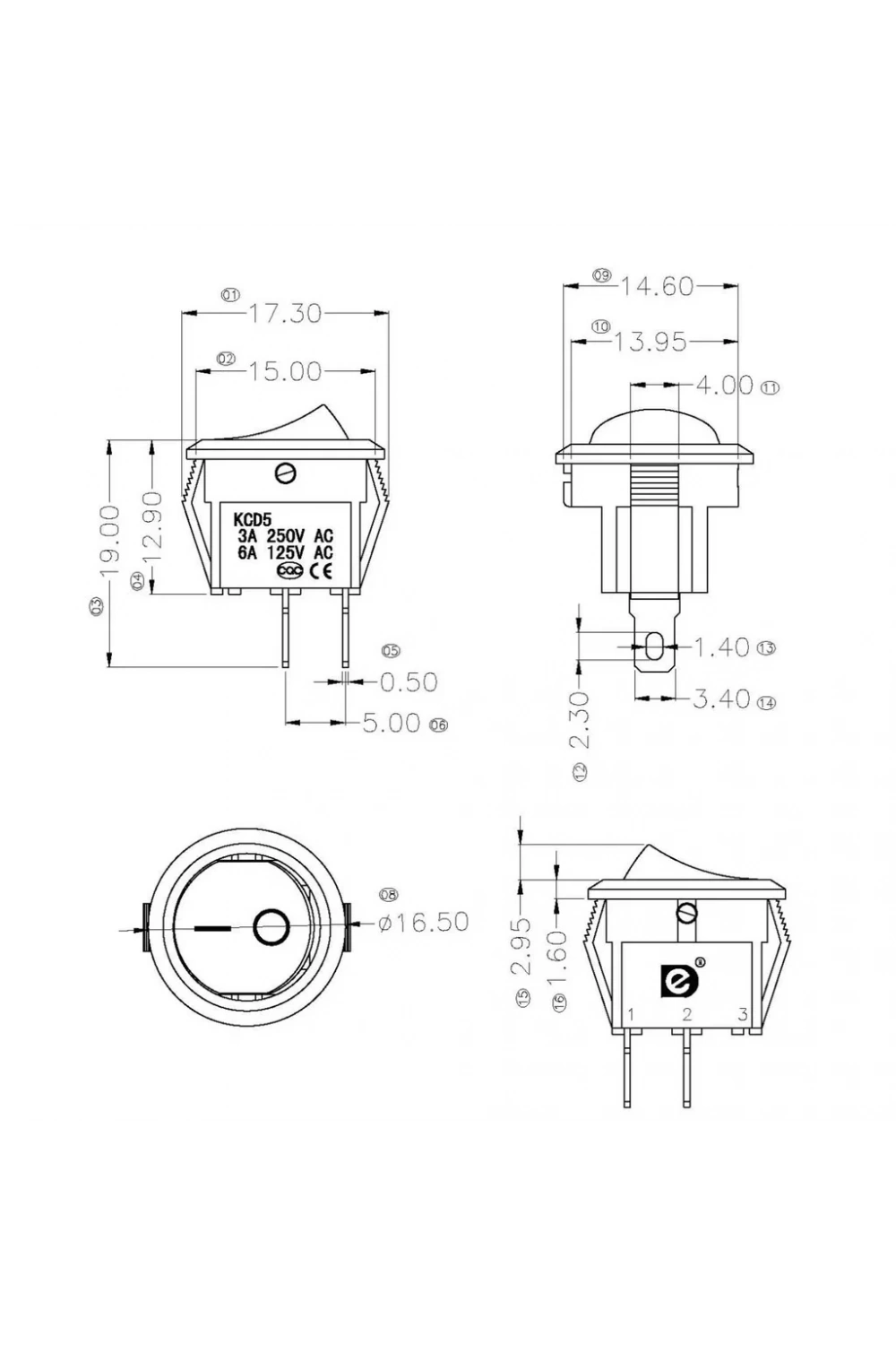 IC-134E Kırmızı Yuvarlak Anahtar Işıksız On-Off 2P