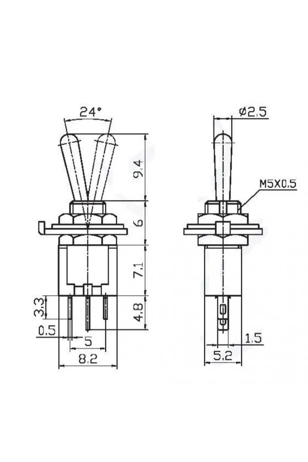 IC-137 Toggle Switch On-Off 5mm 3P SMTS-102