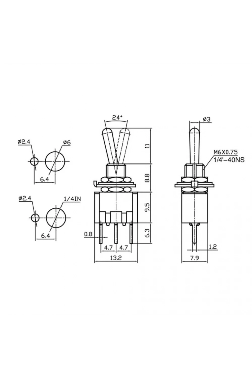 IC-141 Toggle Switch Yaylı Off-Mom 6mm 3P MTS-112