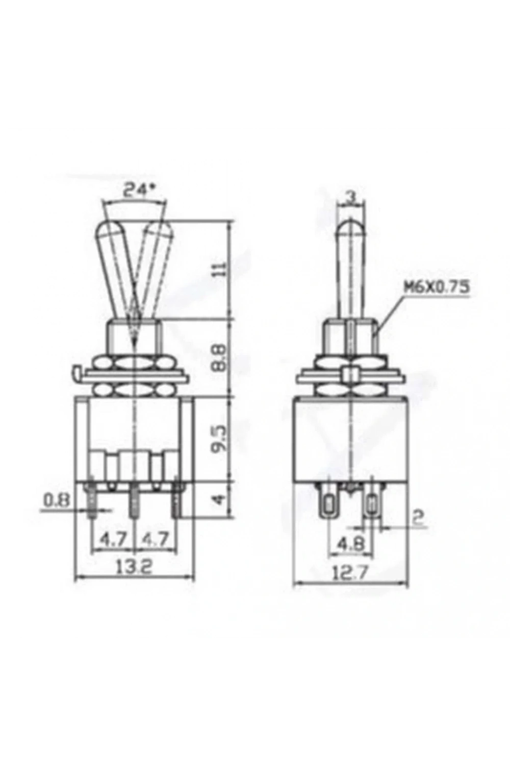 IC-145 Toggle Switch On-Off-On 6mm 6P MTS-203