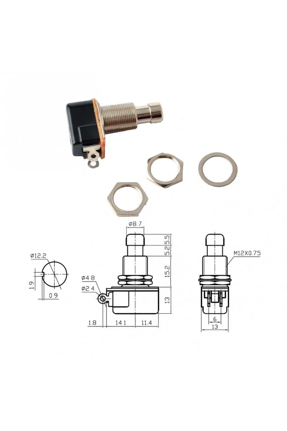 IC-148J Pedal Switch Yaylı Ø12mm PBS-24B-4SW