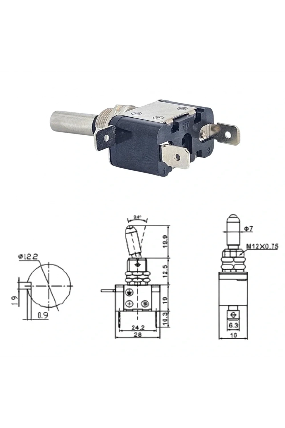 IC-151A Toggle Switch On-Off Işıklı 12V DC 20A ASW-07D