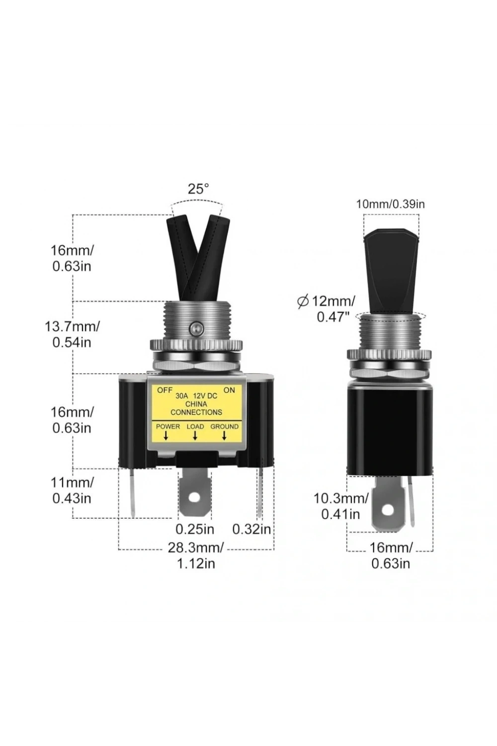 IC-151B Toggle Switch 12V 30A On-Off Işıklı ASW-07D-2