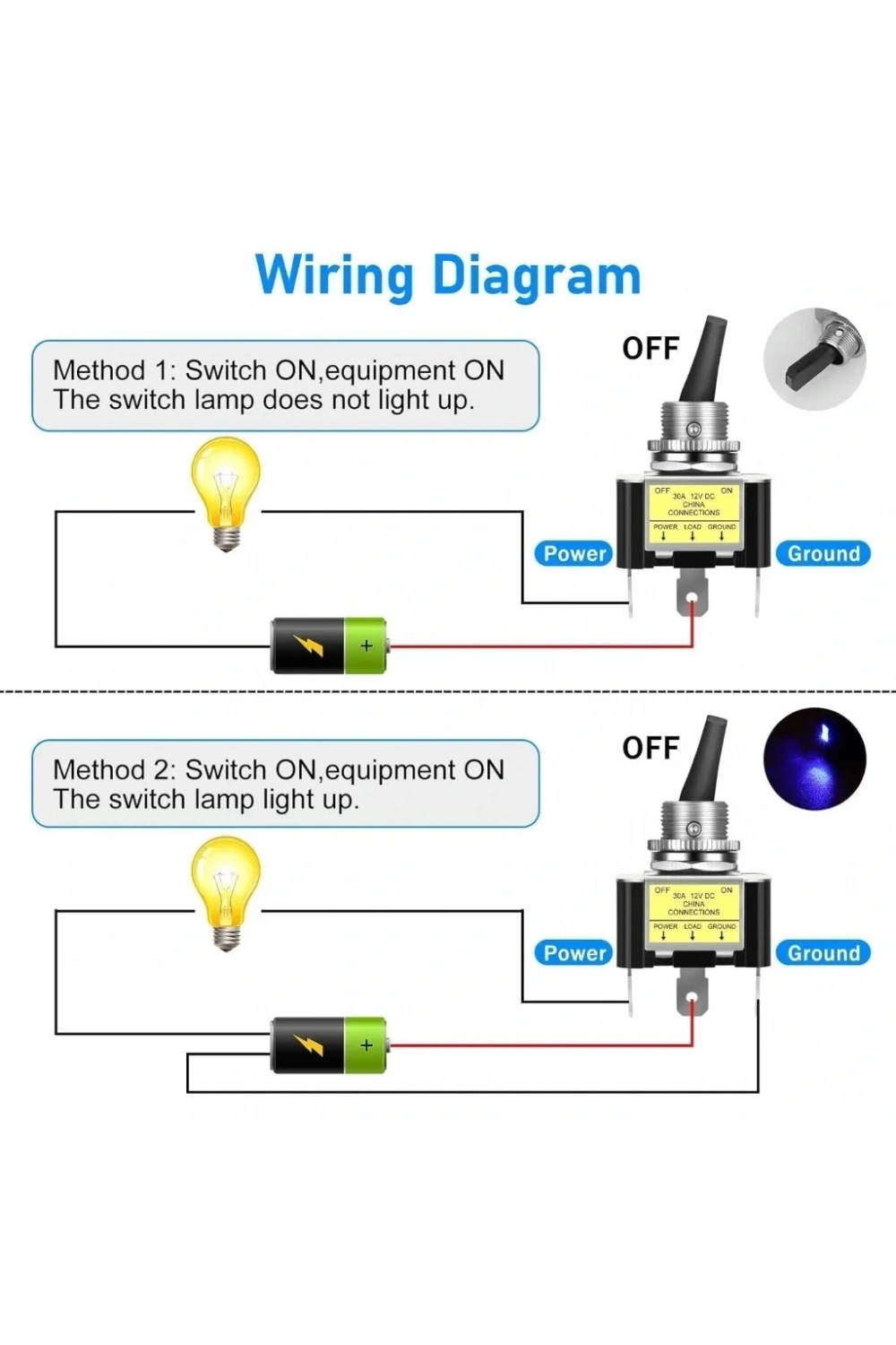IC-151B Toggle Switch 12V 30A On-Off Işıklı ASW-07D-2