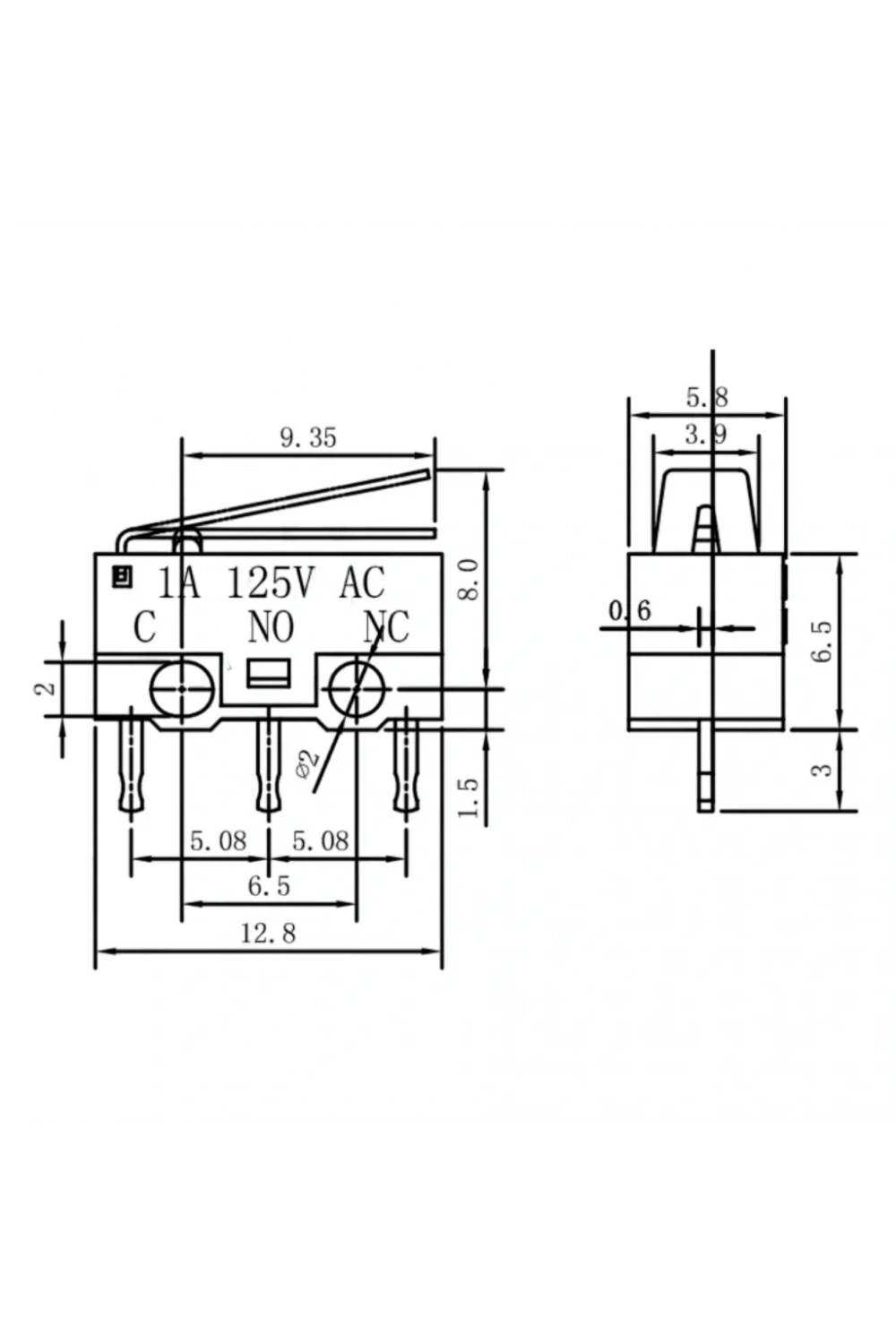 IC-162-0 Micro Switch Mini Paletli 1A-125V KW10-Z1P B Kalite