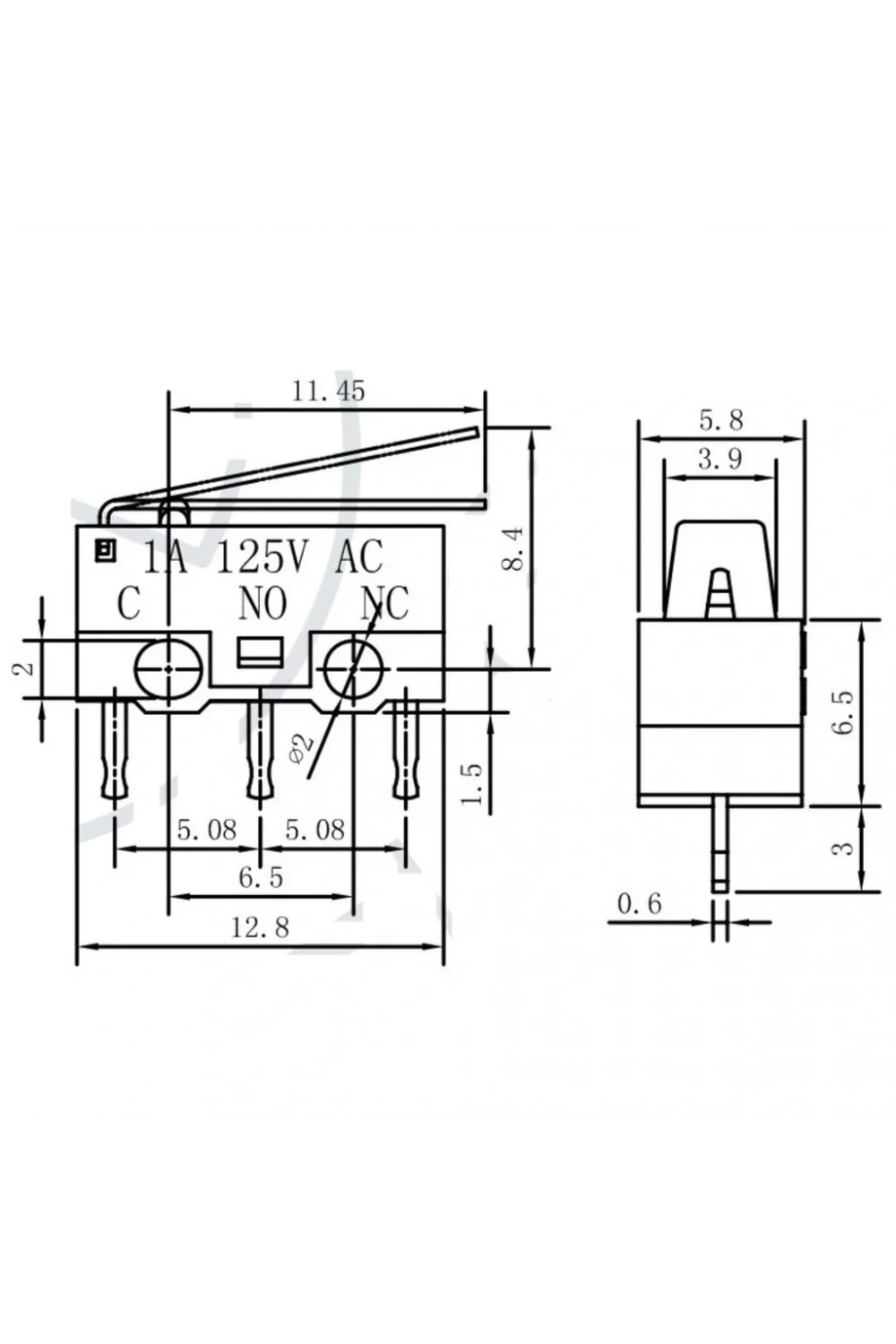 IC-162 Micro Switch Mini Paletli 1A-125V KW10-Z1P
