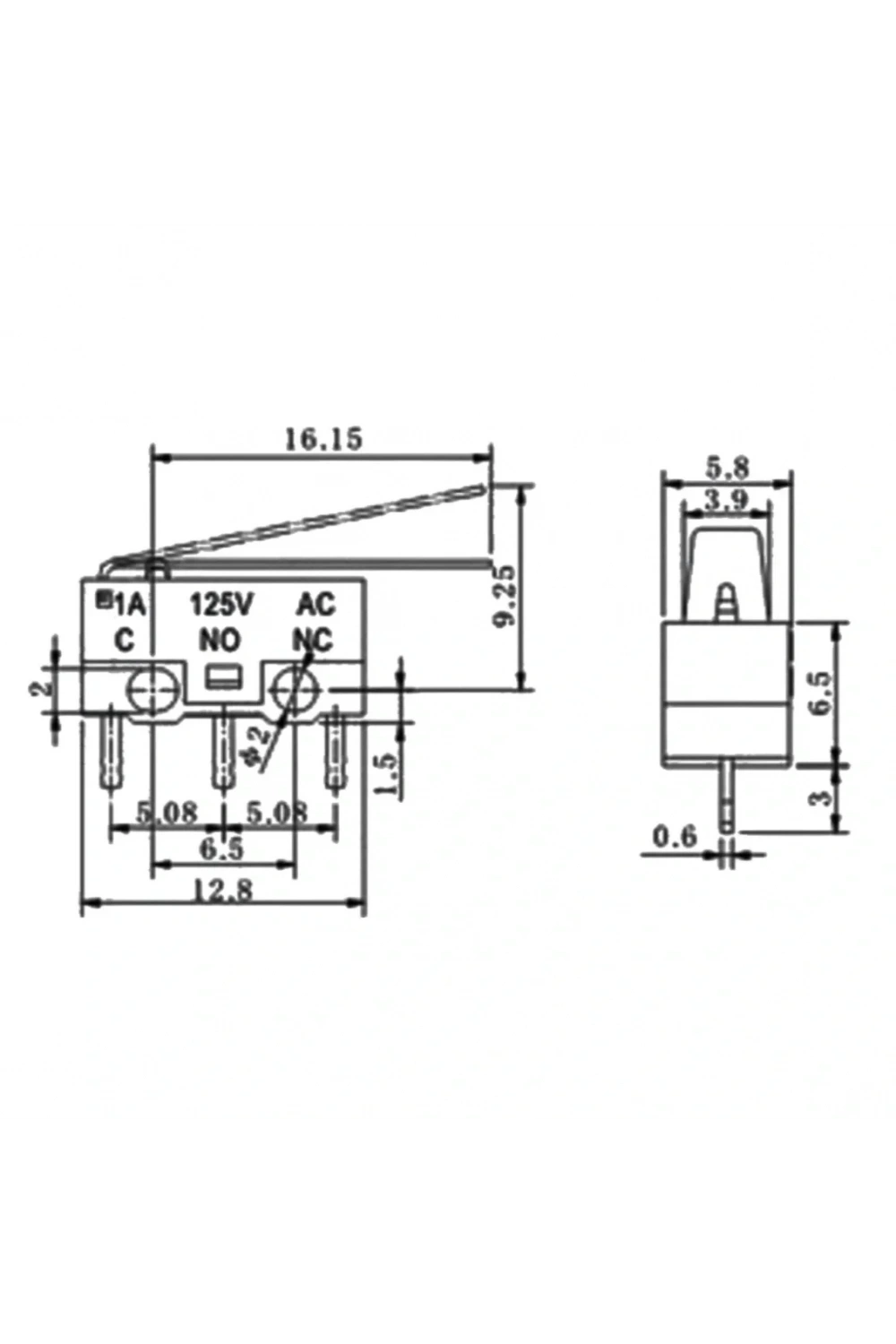 IC-162A Micro Switch Mini Uzun Paletli KW10-Z2P