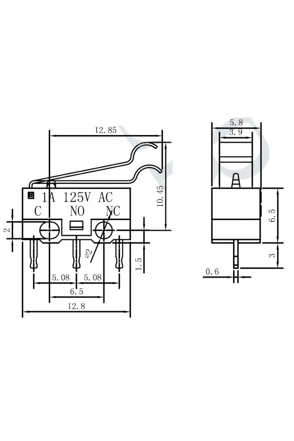 IC-162B Kıvrık Paletli Mini Micro Switch KW10-Z3P