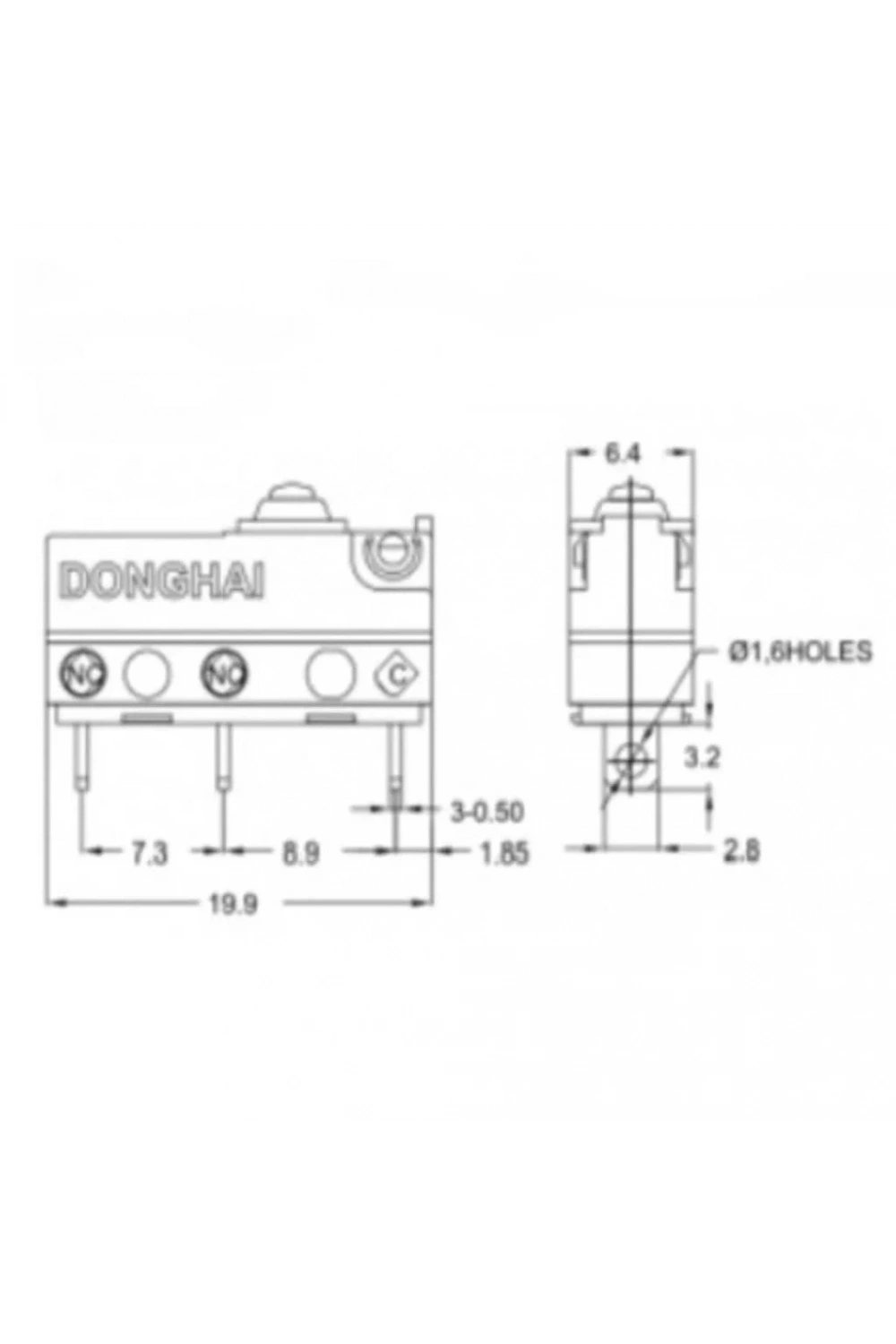 IC-163-1 Paletsiz Micro Switch Lehim Bacak IP65 Su Geçirmez