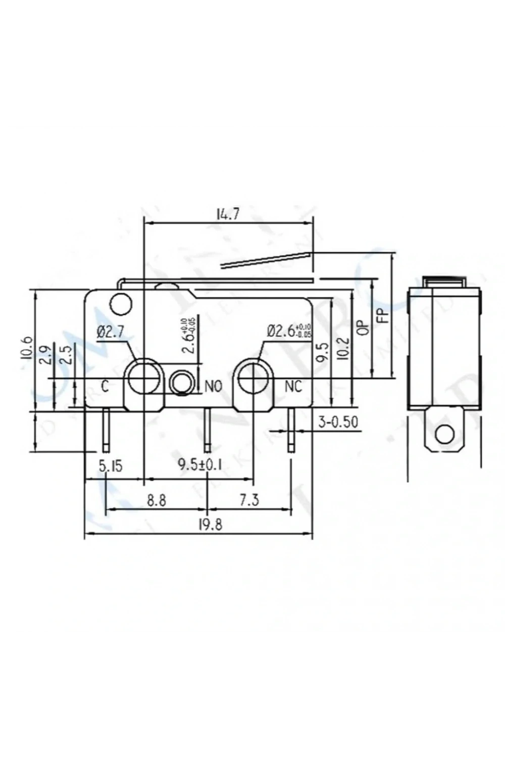 IC-163 Paletli Micro Switch Lehim Bacak KW4-Z2F