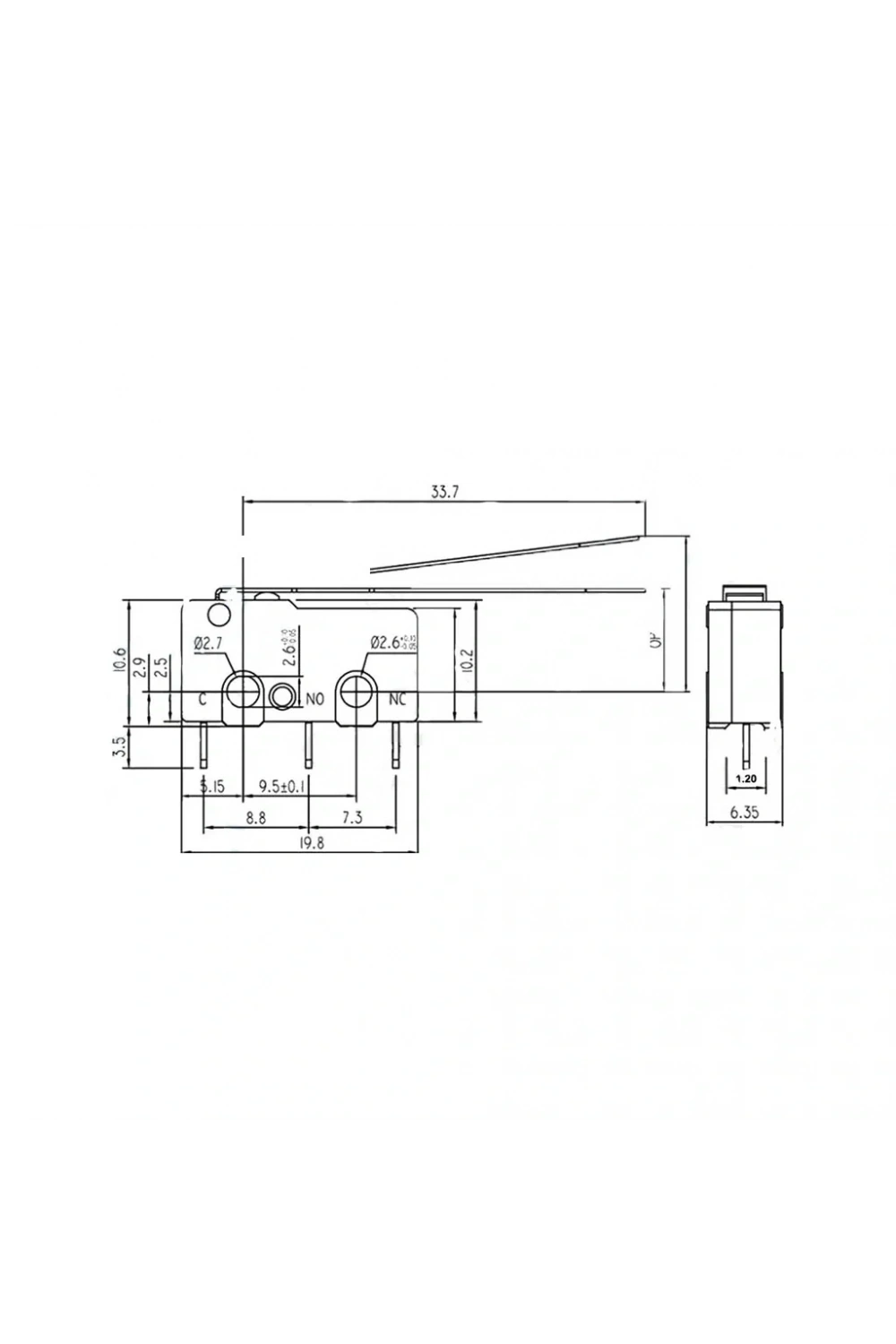 IC-167 Uzun Paletli Micro Switch İğne ( PCB ) Bacak
