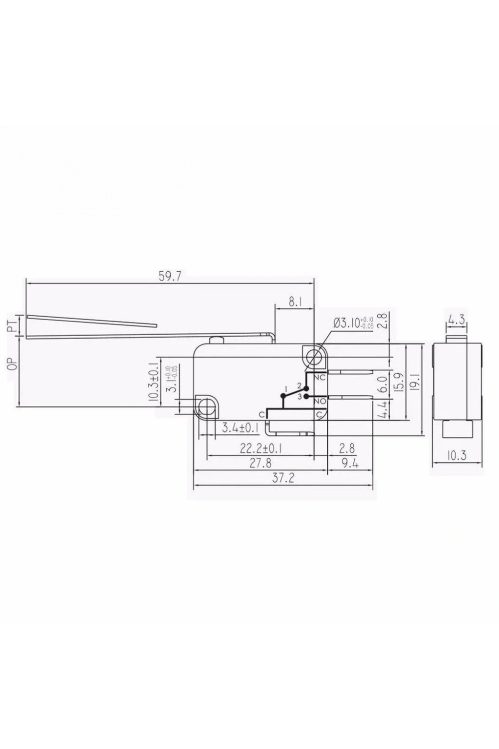 IC-170 Paletli Mikro Switch KW7 3A 250VAC