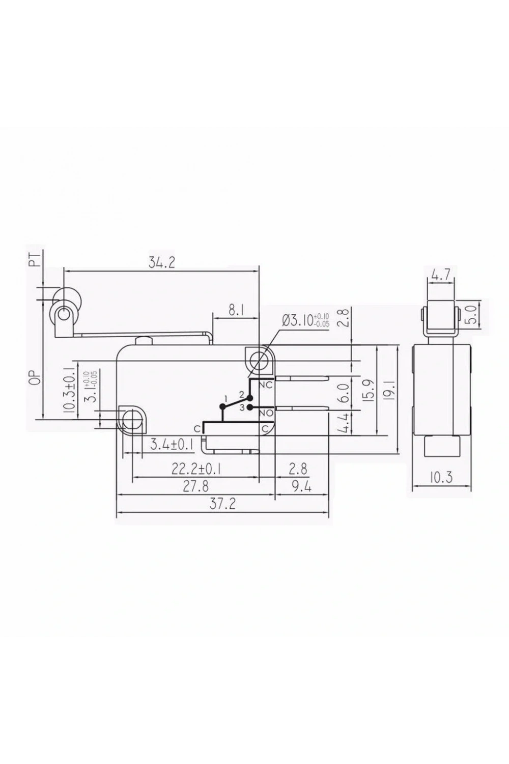 IC-171 Mikro Switch Makaralı Uzun KW7 3A 250VAC