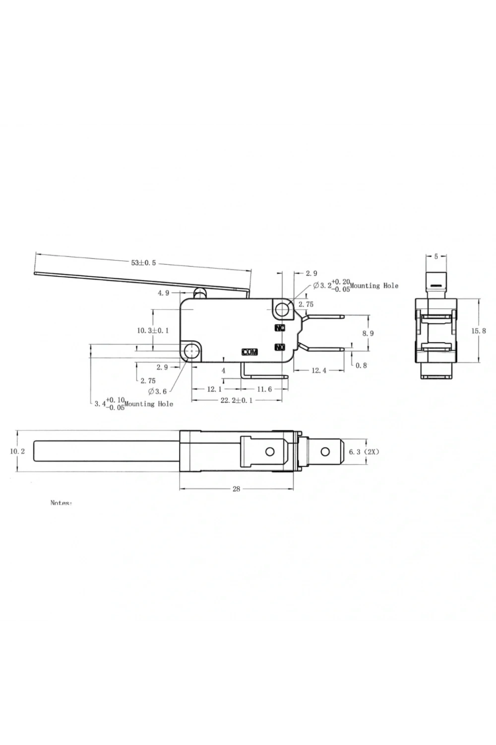 IC-176A Micro Switch Uzun Palet 16A