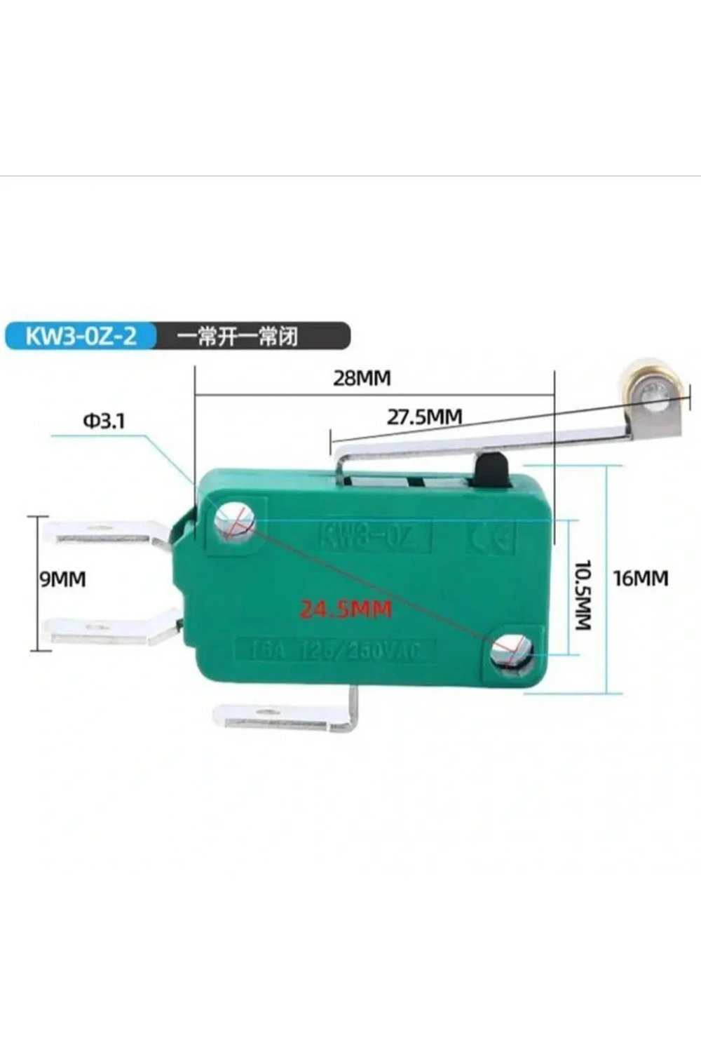 IC-176B Uzun Makaralı Micro Switch 220V 16A KW1-103-7