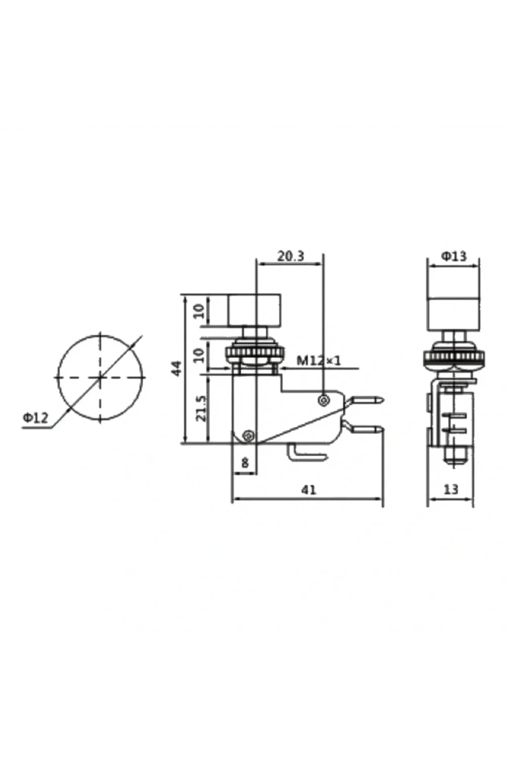 IC-176E Micro Switch Kırmızı Butonlu Ø12mm
