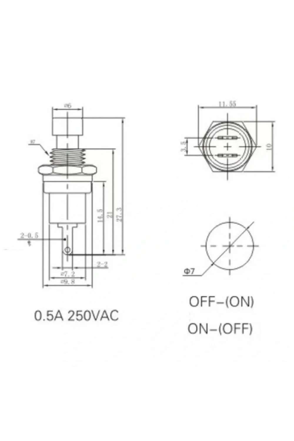 IC-177 Sarı Diyafon Mini Buton 7mm PBS-105