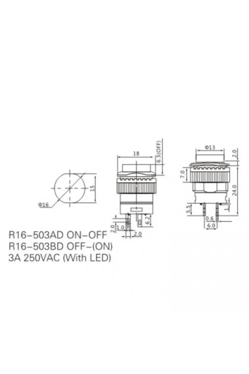 IC-180B 16mm Işıklı Buton Yaylı Yeşil