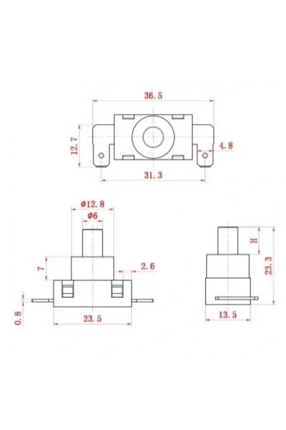 IC-180H4 Süpürge Anahtarı 2P PBS-03