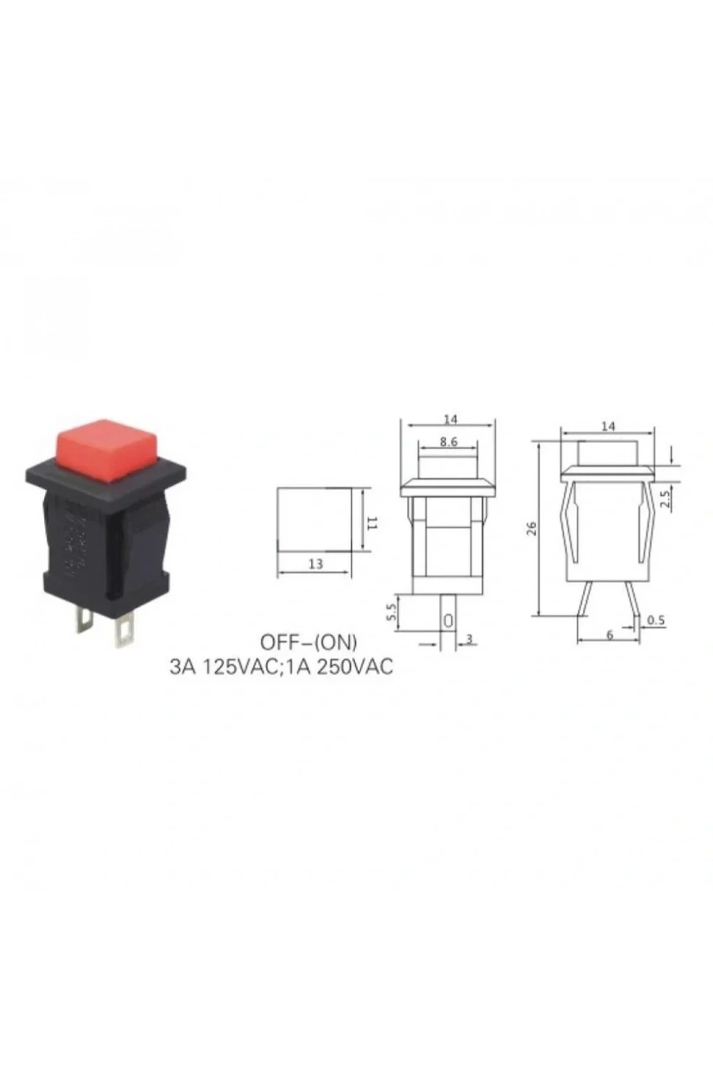 IC-180K Plastik Buton Yaylı 2P PBS15B