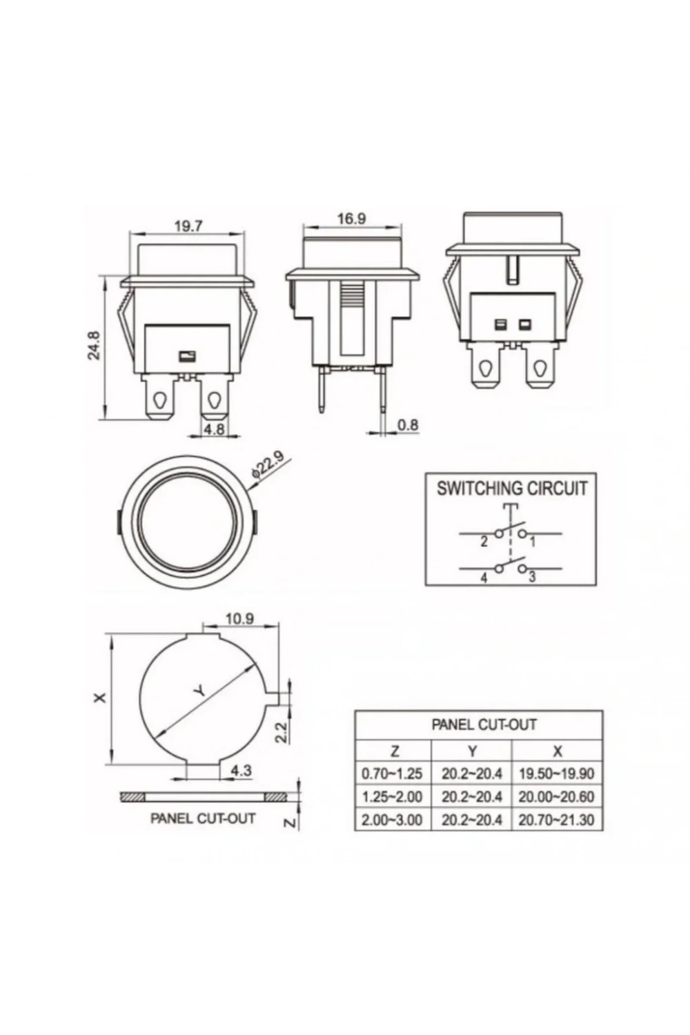 IC-180N Buton Plastik 22mm 12V 4P Sarı