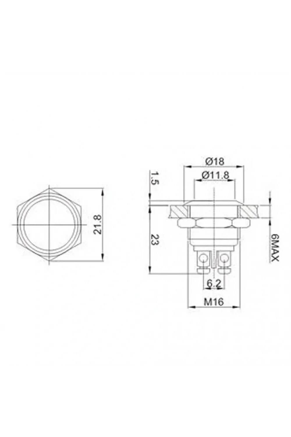 IC-182 D98 Ø19mm Buton Metal Düz PBS28B-2