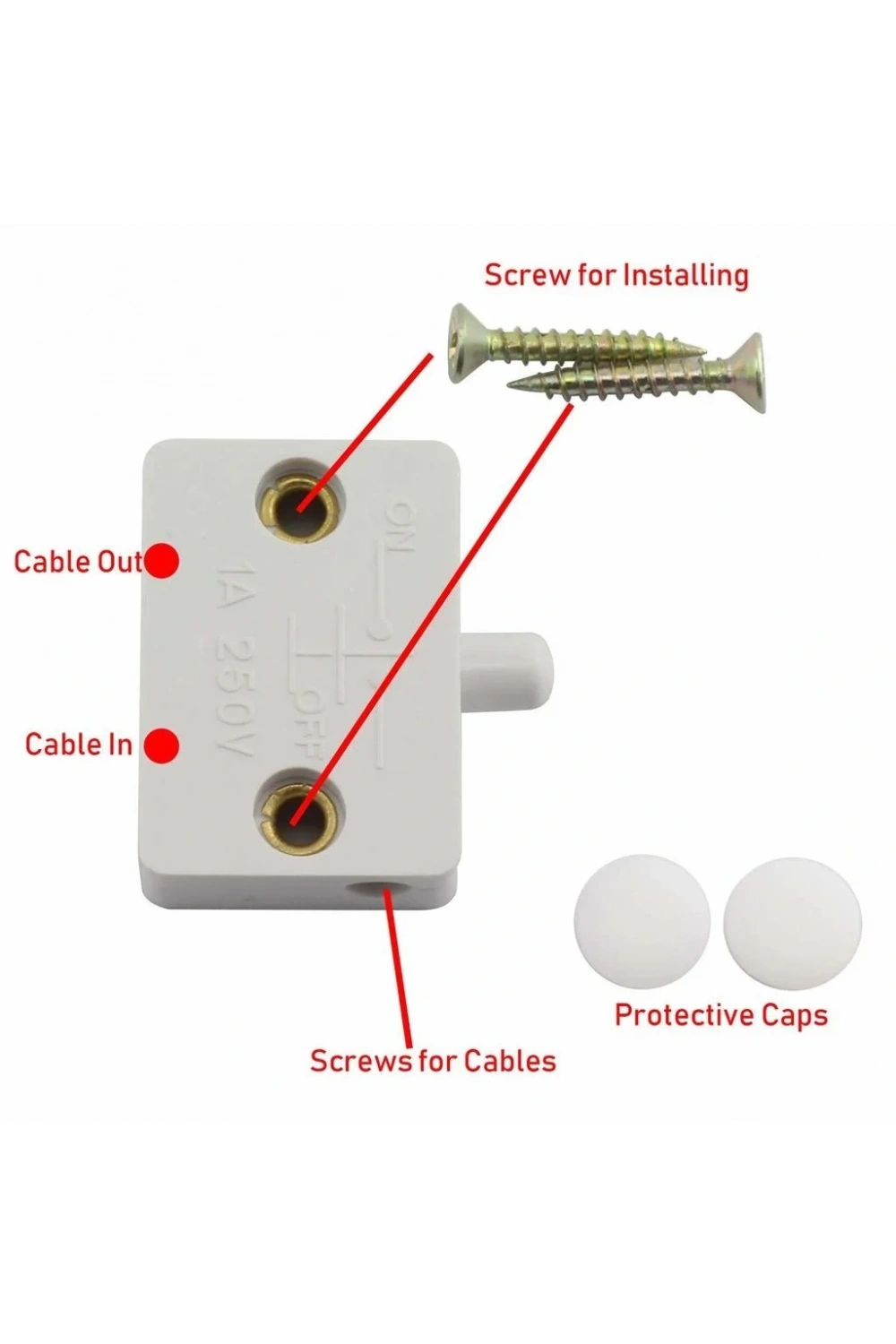 IC-187F Ters Dolap Kapak Switch Sıva Üstü NC 250V 1A