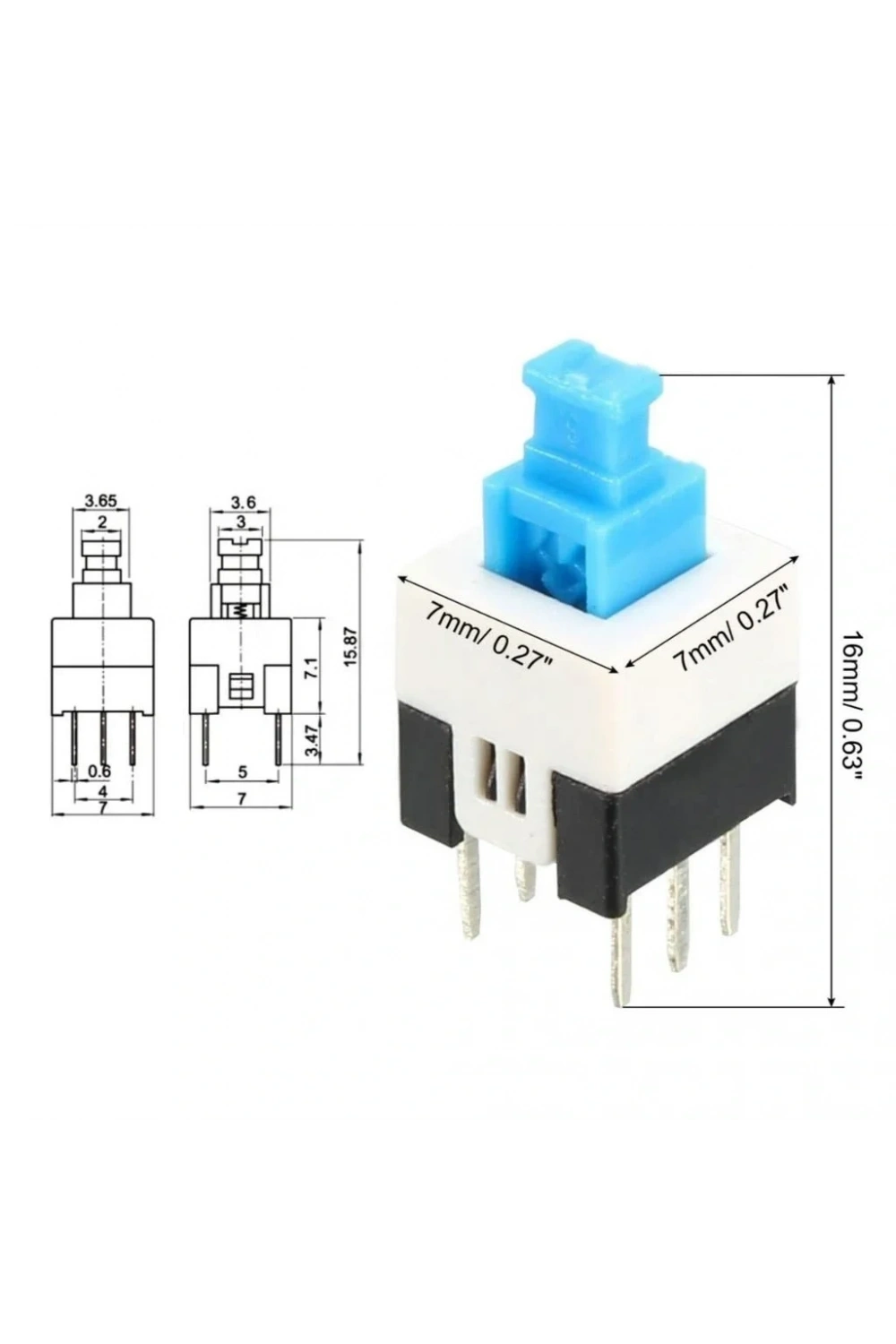 IC-197 6 Pinli Bacaklı Yaylı Push Buton 7x7mm