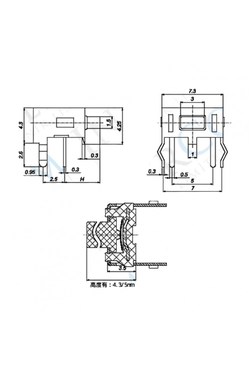 IC-201 Tact Switch 90° Şaseli