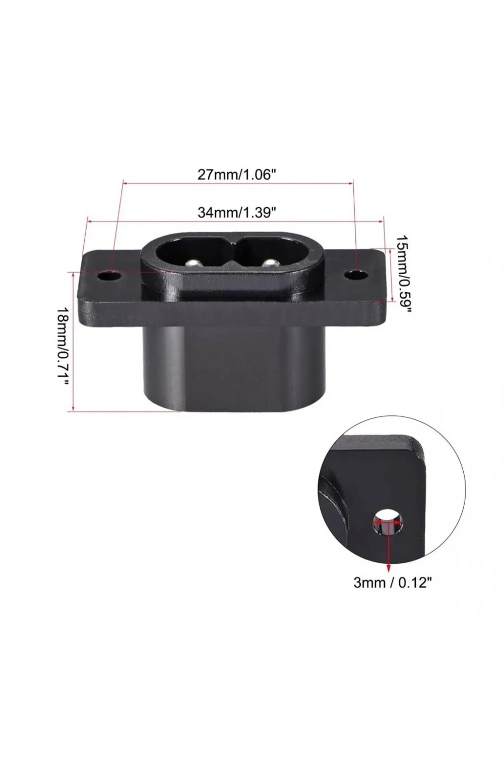 IC-212-2 AC Teyp Soketi C8 2 Pin Erkek Şase