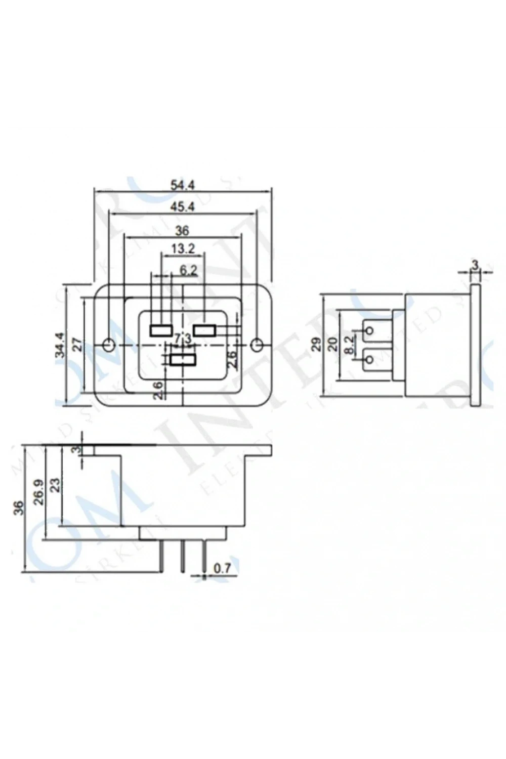 IC-215A2 C19 Power Şase Dişi Kulaklı AC-06A